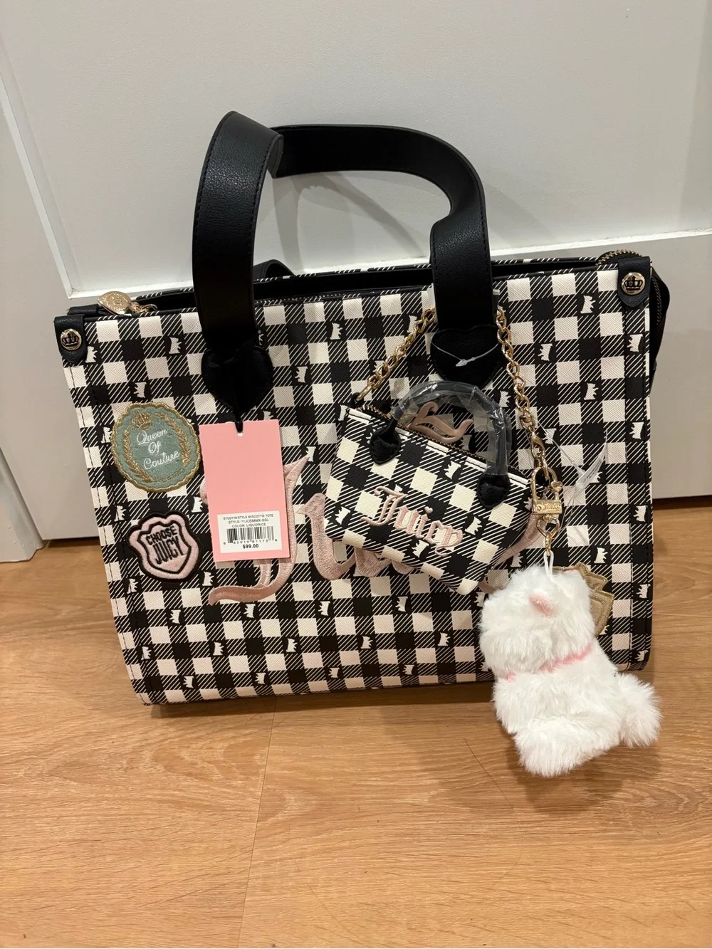 Juicy Couture Study in Style Black & White Scottie Tote